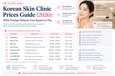 Korean Skin Clinic Prices Guide (2026): What Foreign Patients Can Expect to Pay